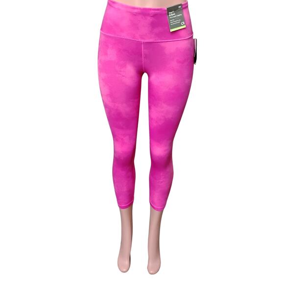 Gap Fit Eclipse Hot Pink Cloud Print Leggings Size XS NWT Waistband Pocket - Picture 1 of 11
